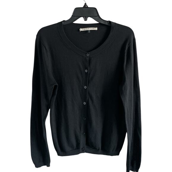 Trina Turk Cardigan Sweater Cotton Modal Long Sleeve Black Large - Picture 1 of 10